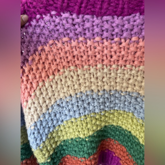 Chunky Knit Rainbow Striped Long Sleeve Knit Sweater by Entro Boutique - Picture 10 of 14